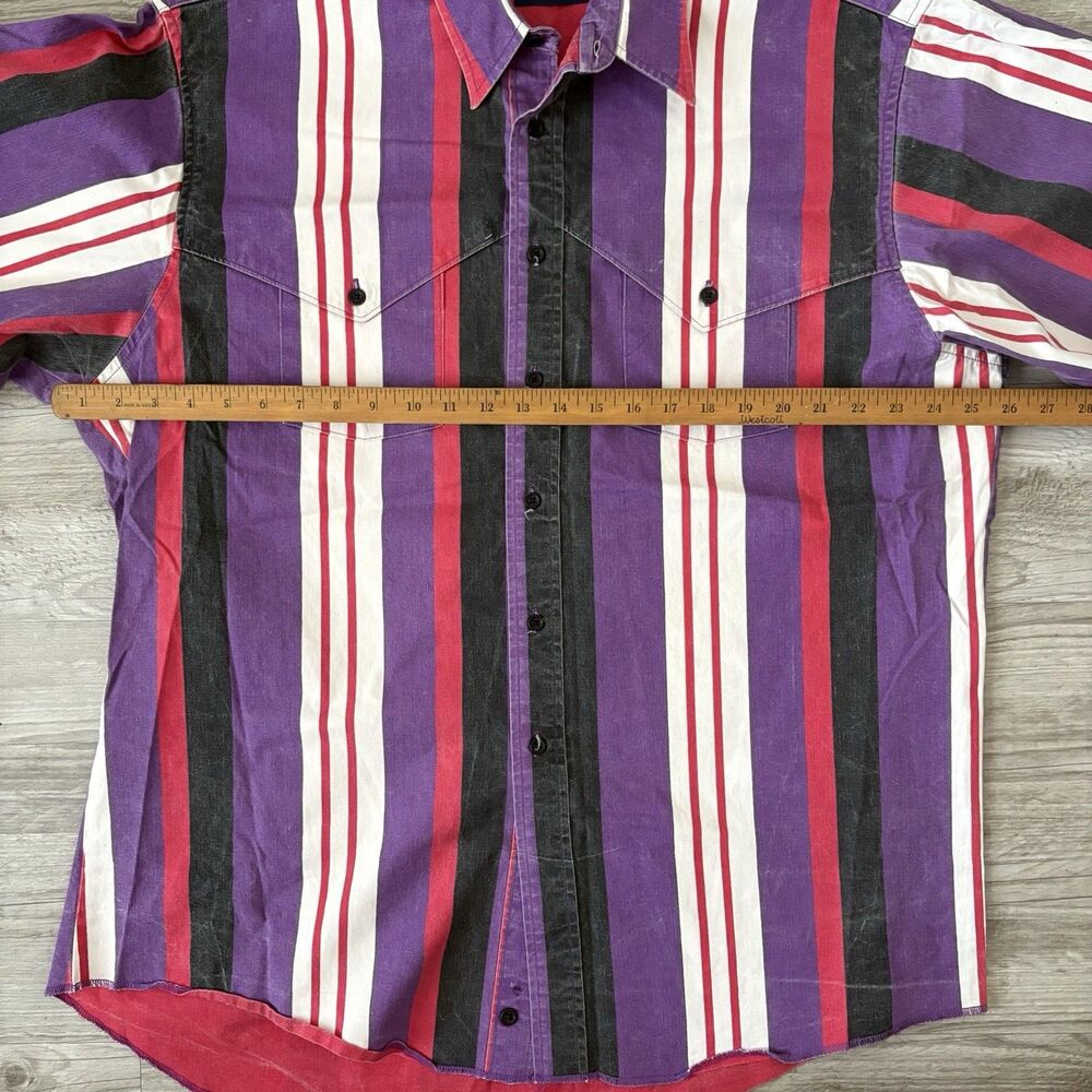 Vtg 90s Wrangler Brushpopper Shirt Striped Button Down Western Cowboy XL USA - Picture 6 of 6